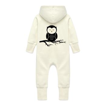 owl_02 - Grenouillère à capuche bio en molleton Bébé - vanille - Dos