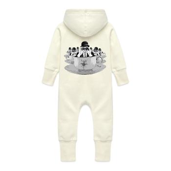 flying saucers - Baby Organic Sweat Overalls With Hood - vanilla - Back