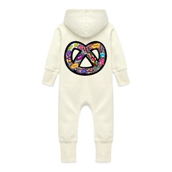 Pop-Art-Pretzel-T-Shirt-Logo - Baby Bio Sweat Overall mit Kapuze - Vanille-Milchshake - Hinten