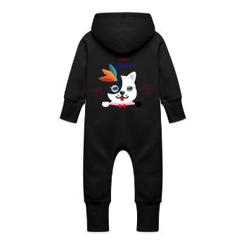 Salutations d’un chat aux yeux bleus. - Grenouillère à capuche bio en molleton Bébé - vanille - Dos