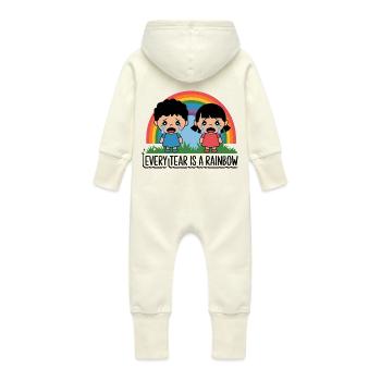 WEINENDE KINDER - Baby Bio Sweat Overall mit Kapuze - Vanille-Milchshake - Hinten