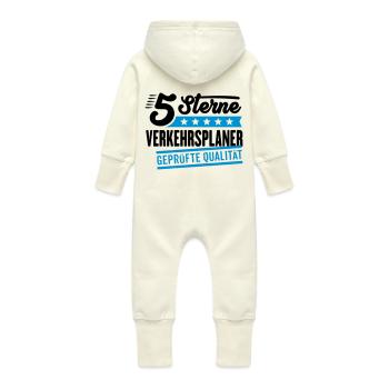 5Sterne Verkehrsplaner - Baby Bio Sweat Overall mit Kapuze - Vanille-Milchshake - Hinten