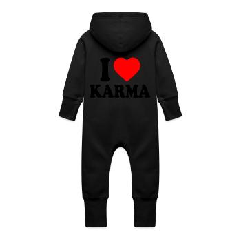 I love karma - Grenouillère à capuche bio en molleton Bébé - vanille - Dos
