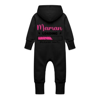 Mama lädt Bitte warten... - Baby Bio Sweat Overall mit Kapuze - Vanille-Milchshake - Hinten