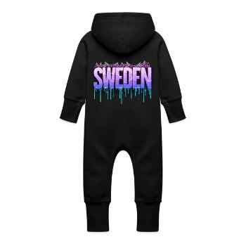 Halloween Happy Horror Monster Blood Spooky Scary - Baby Organic Sweat Overalls With Hood - vanilla - Back
