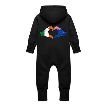Irlande Nouvelle-Zélande drapeau mains forme coeur utilisé - Grenouillère à capuche bio en molleton Bébé - vanille - Dos