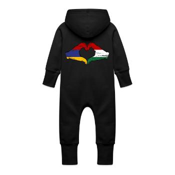 Armenien Ungarn Flagge Hände Herzform used - Baby Bio Sweat Overall mit Kapuze - Vanille-Milchshake - Hinten