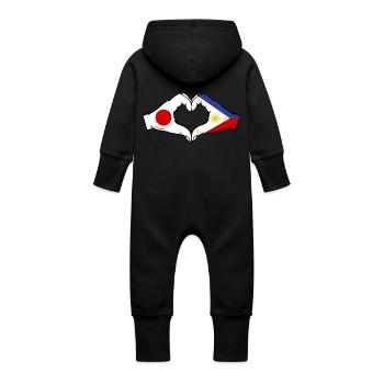 Japon Philippines Drapeau Mains Coeur Forme - Grenouillère à capuche bio en molleton Bébé - vanille - Dos