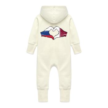 Drapeau de la Russie Qatar mains forme de coeur utilisé - Grenouillère à capuche bio en molleton Bébé - vanille - Dos