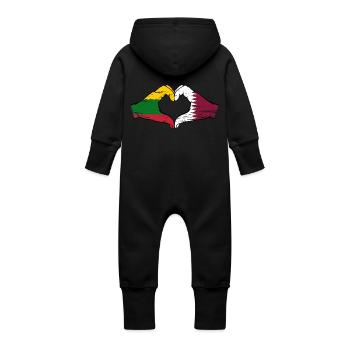 Lituanie Qatar drapeau mains forme de coeur utilisé - Grenouillère à capuche bio en molleton Bébé - vanille - Dos