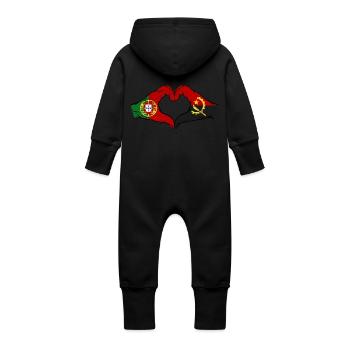 Portugal Angola drapeau mains coeur utilisé - Grenouillère à capuche bio en molleton Bébé - vanille - Dos