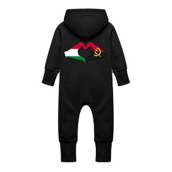 Hongrie Angola Drapeau Mains Coeur Forme - Grenouillère à capuche bio en molleton Bébé - vanille - Dos