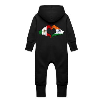 Mexique Inde drapeau mains forme de coeur utilisé - Grenouillère à capuche bio en molleton Bébé - vanille - Dos