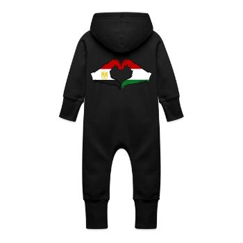 Ägypten Ungarn Flagge Hände Herzform - Baby Bio Sweat Overall mit Kapuze - Vanille-Milchshake - Hinten