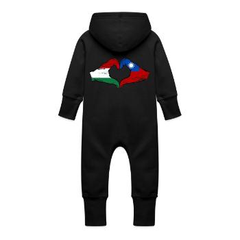 Ungarn Taiwan Flagge Hände Herzform - Baby Bio Sweat Overall mit Kapuze - Vanille-Milchshake - Hinten