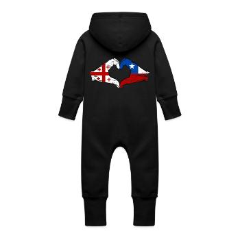 Géorgie Chili Drapeau Mains Coeur Forme Utilisé - Grenouillère à capuche bio en molleton Bébé - vanille - Dos