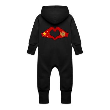 China Montenegro Flagge Hände Herzform - Baby Bio Sweat Overall mit Kapuze - Vanille-Milchshake - Hinten