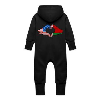 États-Unis Biélorussie drapeau mains forme de coeur utilisé - Grenouillère à capuche bio en molleton Bébé - vanille - Dos