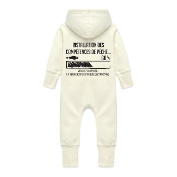 Pêche Humour Barre Progression 60% - Grenouillère à capuche bio en molleton Bébé - vanille - Dos
