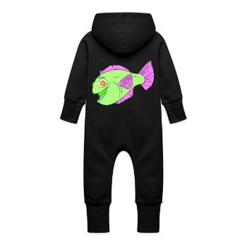 Poisson de bande dessinée mignon - Grenouillère à capuche bio en molleton Bébé - vanille - Dos