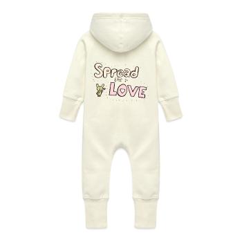 Répandre l'amour - Grenouillère à capuche bio en molleton Bébé - vanille - Dos