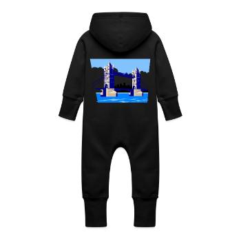 Angleterre London Tower Bridge - Grenouillère à capuche bio en molleton Bébé - vanille - Dos