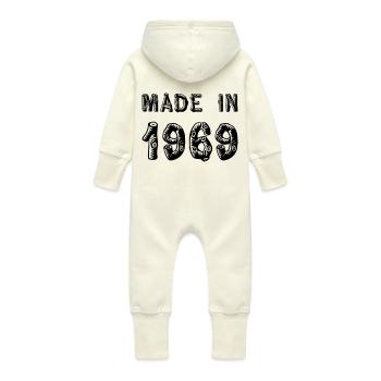 Made in 1969 - Baby Organic Sweat Overalls With Hood - vanilla - Back