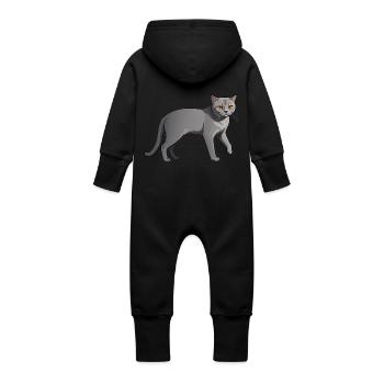 Mignon British Shorthair - Chat Autocollant - Grenouillère à capuche bio en molleton Bébé - vanille - Dos