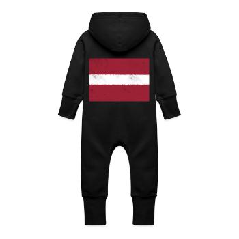 Flag of Latvia - Baby Organic Sweat Overalls With Hood - vanilla - Back