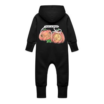 Deux mignonnes citrouilles qui disent Trick ! ou gâter ? - Grenouillère à capuche bio en molleton Bébé - vanille - Dos