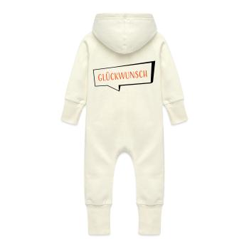 Congratulations two-tone - Baby Organic Sweat Overalls With Hood - vanilla - Back