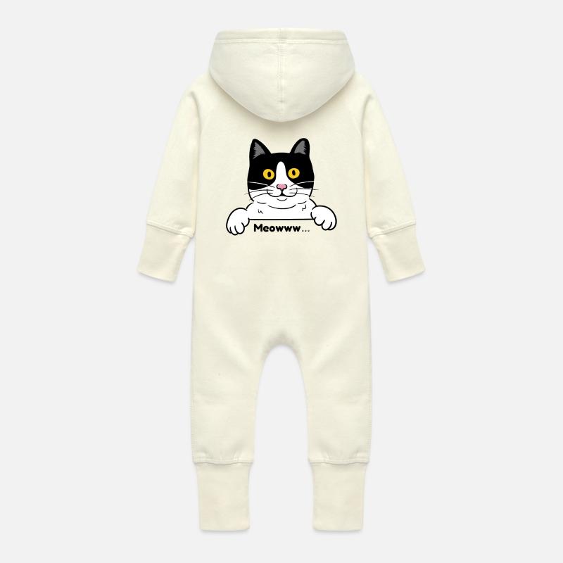 Miau Katze - Baby Bio Sweat Overall mit Kapuze - Vanille-Milchshake