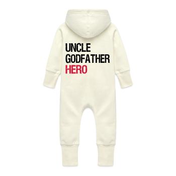 uncle - Baby Organic Sweat Overalls With Hood - vanilla - Back
