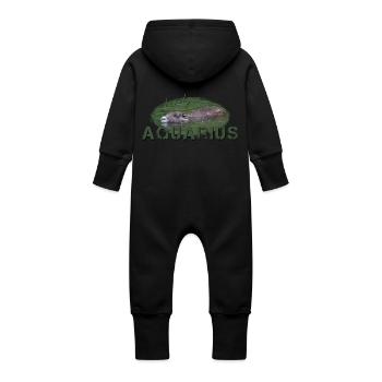 Aquarius Zodiac Sign Aquarius - Baby Organic Sweat Overalls With Hood - vanilla - Back