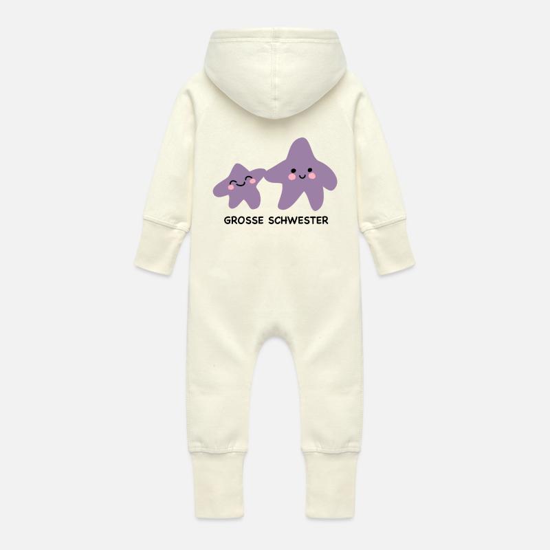 Süße Sternchen Große Schwester - Baby Bio Sweat Overall mit Kapuze - Vanille-Milchshake