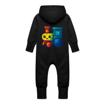 WPAP Polygon Kawaii Stil Baby Spielzeug Lokomotive - Baby Bio Sweat Overall mit Kapuze - Vanille-Milchshake - Hinten