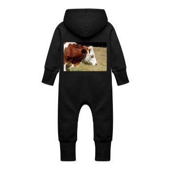 Kuh Poster - Baby Bio Sweat Overall mit Kapuze - Vanille-Milchshake - Hinten