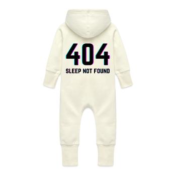 404 Sleep Not Found - Baby Organic Sweat Overalls With Hood - vanilla - Back