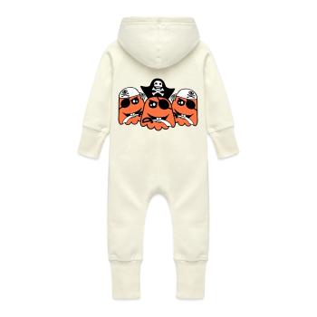 3 Pirate Fantômes Fantômes Drôle Mal Halloween - Grenouillère à capuche bio en molleton Bébé - vanille - Dos