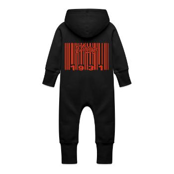 Vintage 1931 Born In 1931 94 Years Bar Code Anniversai - Baby Organic Sweat Overalls With Hood - vanilla - Back