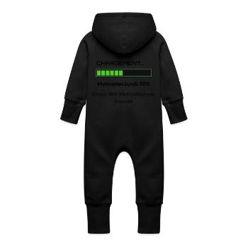 Error 404 Motivation Monday Humor Geek T-Shirt - Baby Organic Sweat Overalls With Hood - vanilla - Back