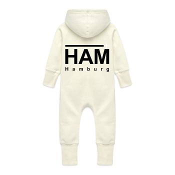 HAM Black - Baby Bio Sweat Overall mit Kapuze - Vanille-Milchshake - Hinten