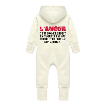 rugby - Baby Organic Sweat Overalls With Hood - vanilla - Back