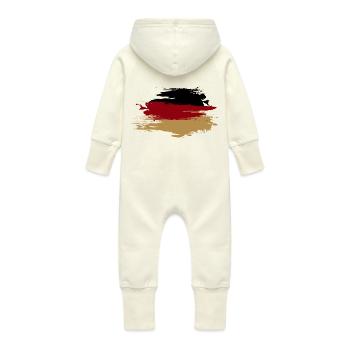 Deutschlandflagge Vintage Style - Baby Bio Sweat Overall mit Kapuze - Vanille-Milchshake - Hinten