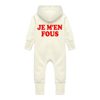 je m'en fous - Grenouillère à capuche bio en molleton Bébé - vanille - Dos