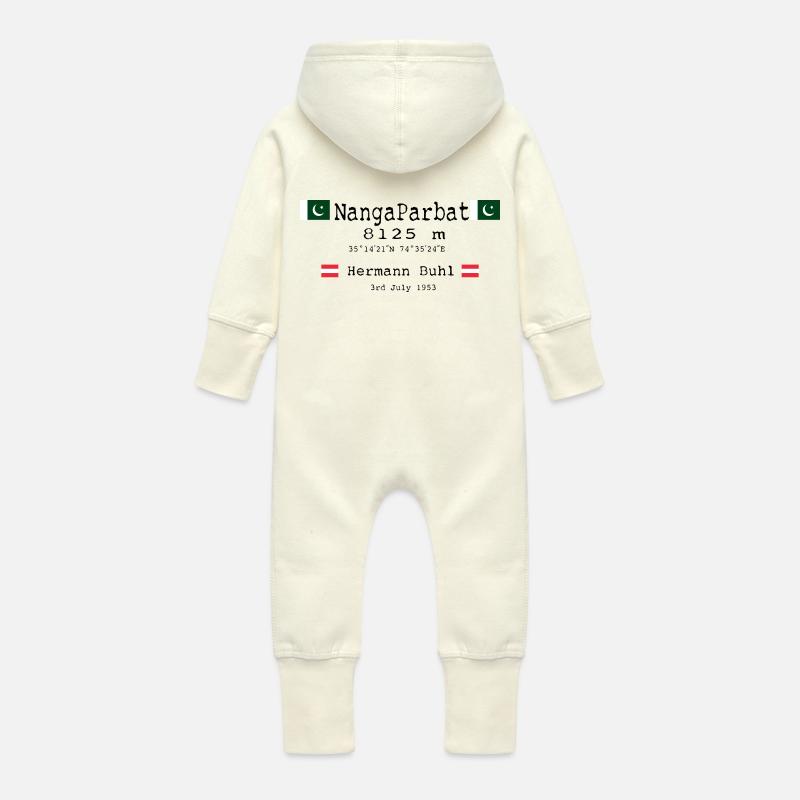 NangaPArbat20-01Black - Grenouillère à capuche bio en molleton Bébé - vanille