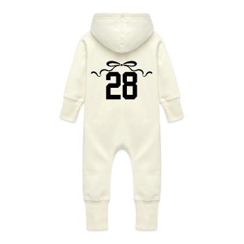 Number 28 Knot - 28th Anniversary - Baby Organic Sweat Overalls With Hood - vanilla - Back