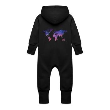 World Gift Continents Map - Baby Organic Sweat Overalls With Hood - vanilla - Back