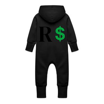 Letter r dollar - Baby Organic Sweat Overalls With Hood - vanilla - Back