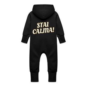 STAY CALM - Baby Organic Sweat Overalls With Hood - vanilla - Back